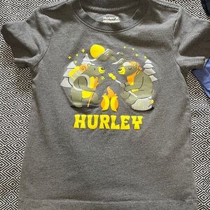 Hurley Charcoal Kids Tee with Bear Campfire Design